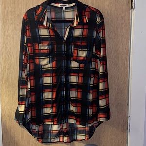 Eden & Olivia High/Low Plaid Top/Size L